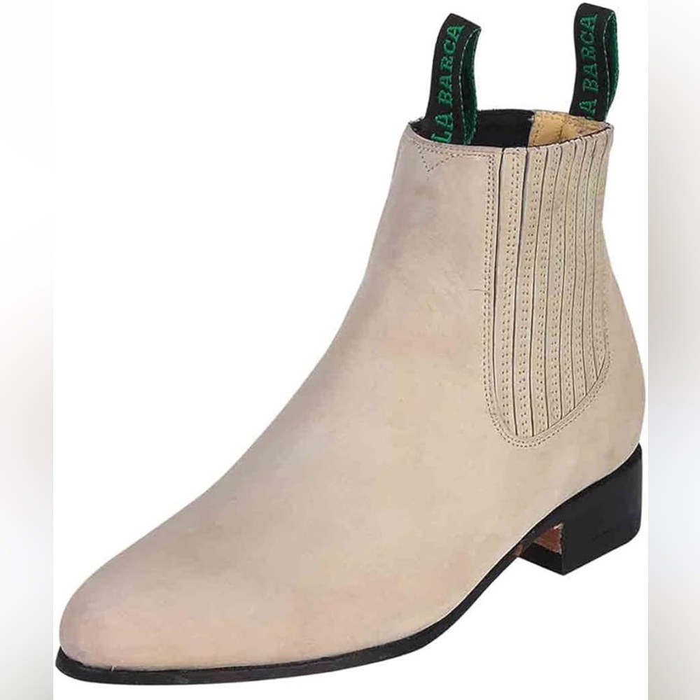 La Barca Botin Charro 500B Ankle Boots Nubuck Leather Color Pearl 27 / 8